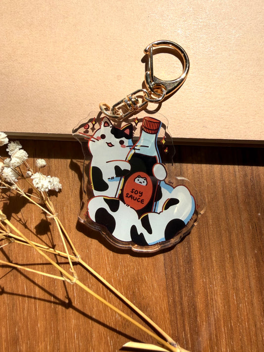 Sauce Cat Keychain (Soy Sauce)