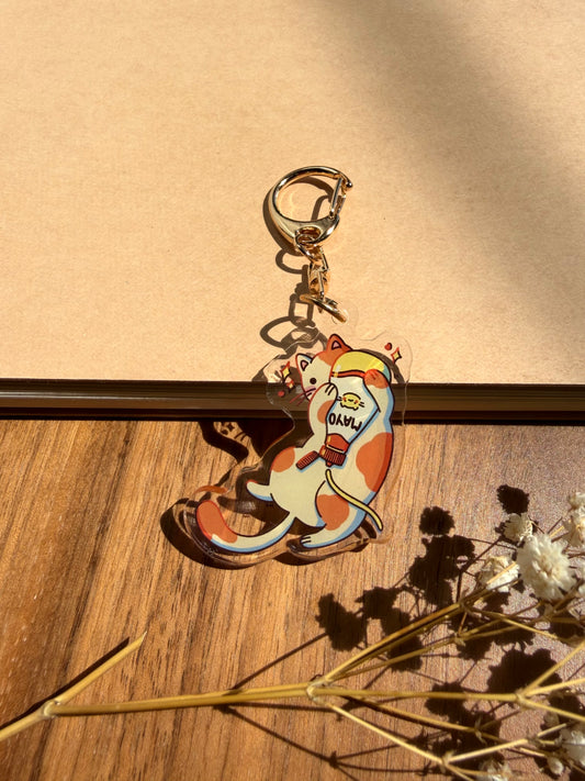 Sauce Cat Keychain (Mayo)