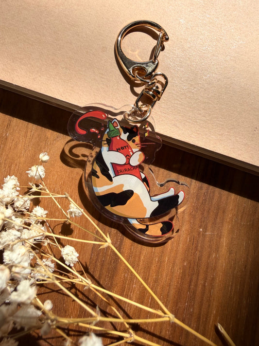 Sauce Cat Keychain (Sriracha)