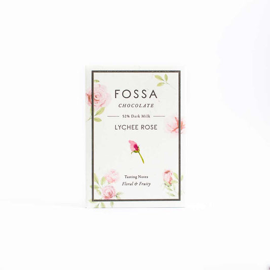 Fossa Lychee Rose Dark Milk Chocolate, 50g